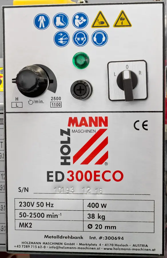 Holzmann ED300ECO Metallisorvi Veistokone Oy Holzmann ED300ECO Metallisorvi Veistokone Oy