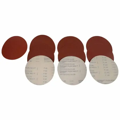 [STK203SET] Hiomapyörösarja ø203mm 1xK60 3xK80 3xK100 3xK120 tarrakiinnitys